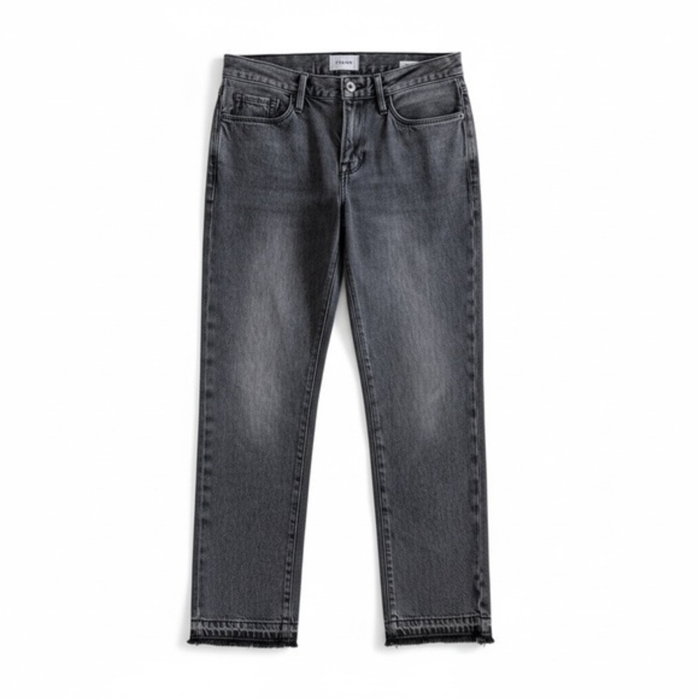 Frame Le Nouveau Straight Mid Rise Faded Black Jeans
